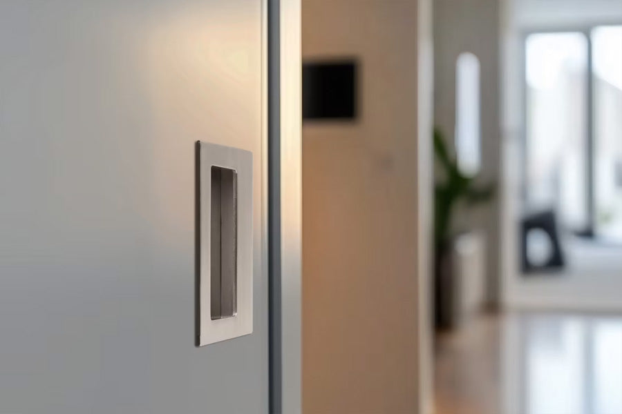 Emtek Rectangular Brass Flush Pull with Offset Pocket
