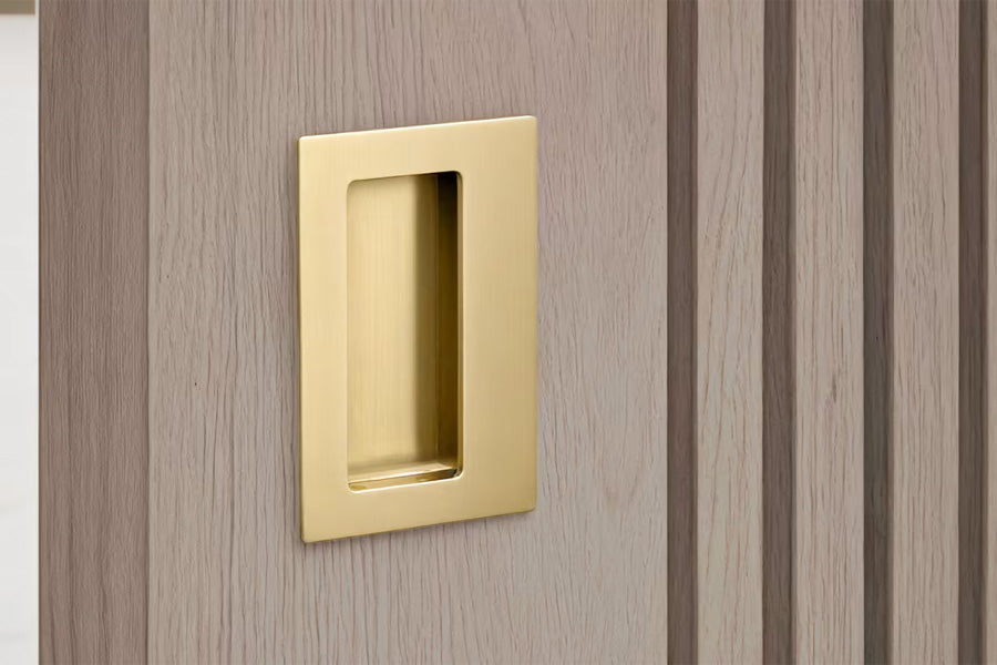 Emtek Rectangular Brass Flush Pull with Offset Pocket
