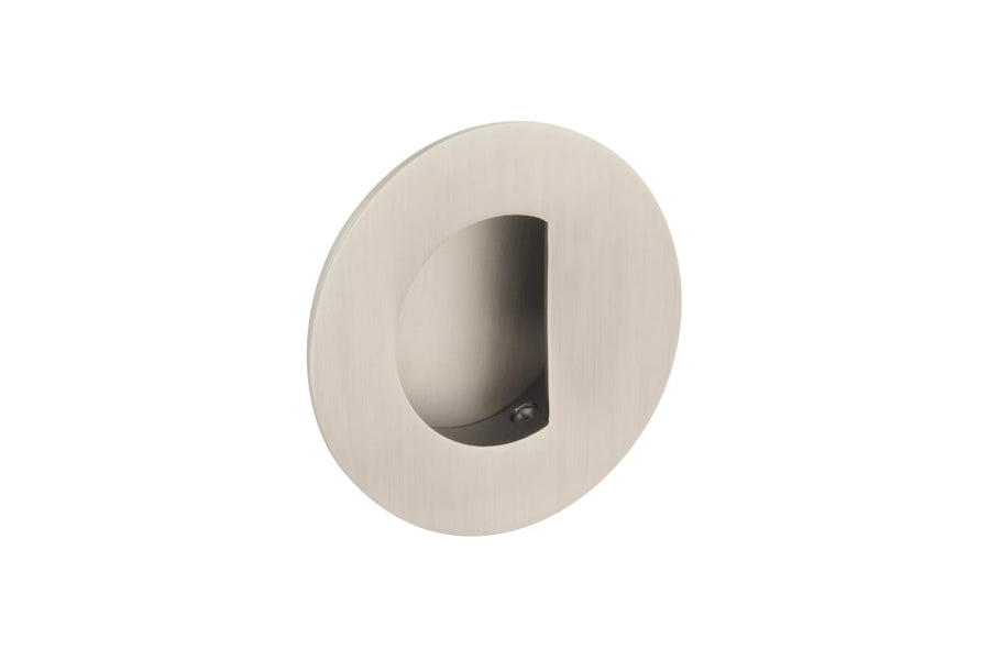 Emtek Round Brass Flush Pull with Half Moon Pocket