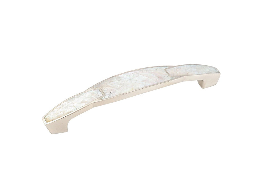 Schaub 6" Center-to-Center Cabinet Handle Pull with Mother of Pearl Inlaid on Solid Brass