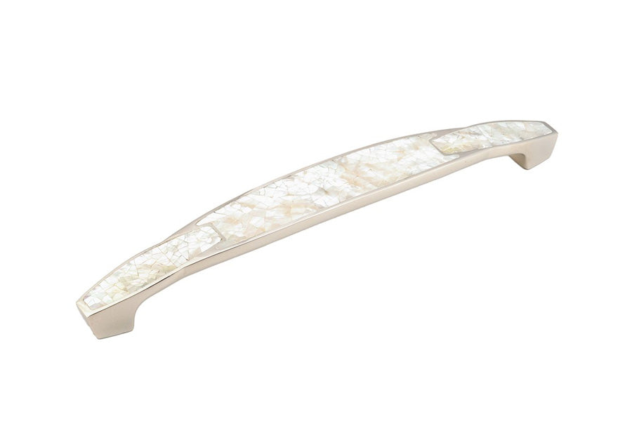 Schaub 8" Center-to-Center Cabinet Handle Pull with Mother of Pearl Inlaid on Solid Brass