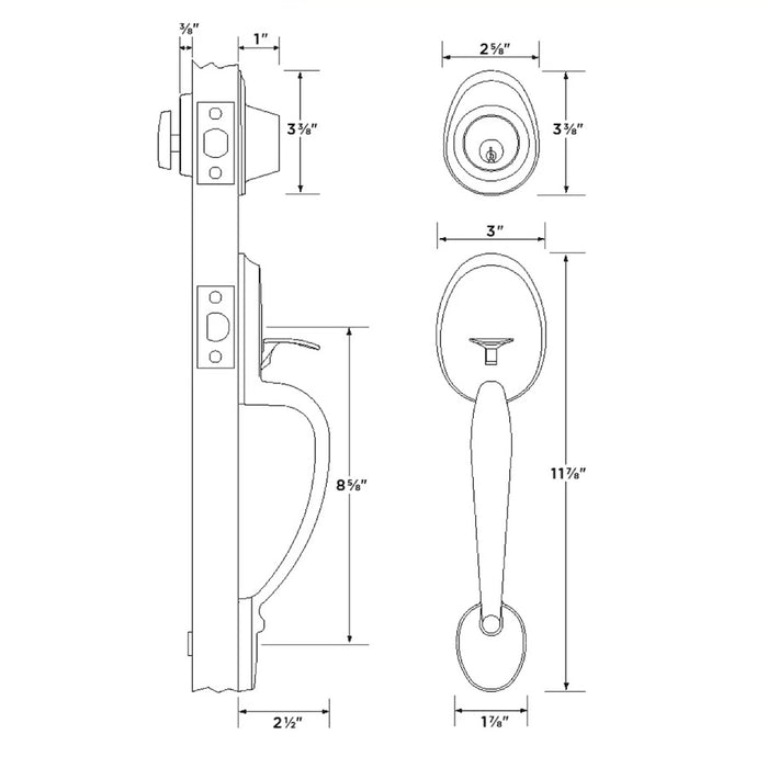 Sure-Loc Alta Handleset with Cedar Lever