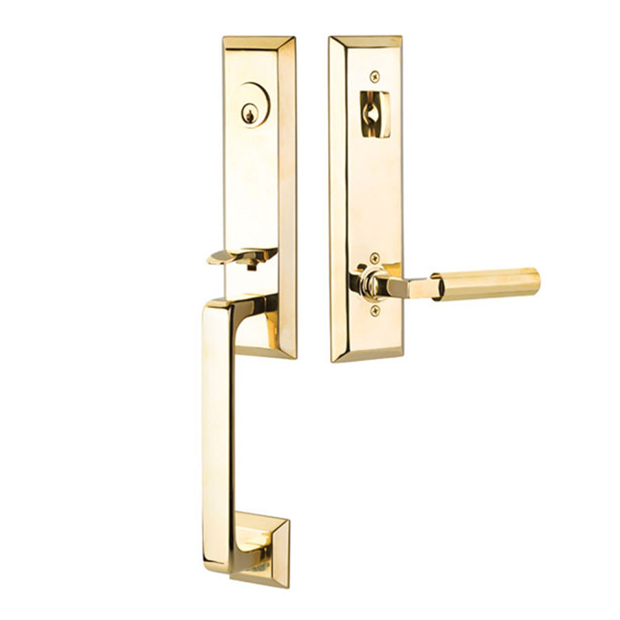 Emtek 3339US3NL Unlacquered Brass Transitional Heritage Style Single  Cylinder Mortise Entryset with your Choice of Handle